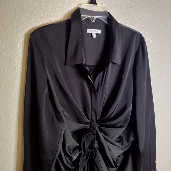 GOOD AMERICAN Tie Front Mini After Party Dress Black Satin sz 5/ 2Xl - Picture 4 of 10